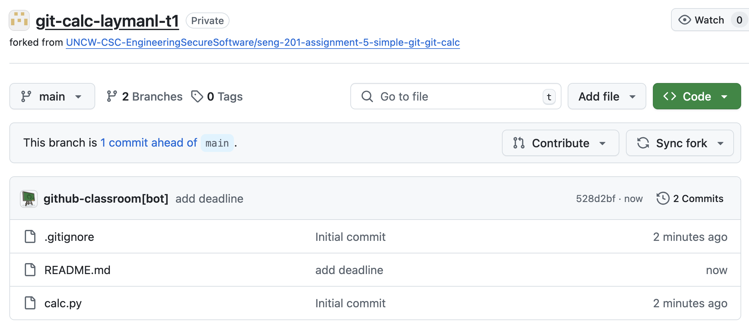 starting point of the repo for the assignment