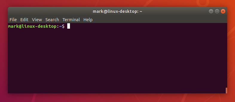 A screen shot of a newly-opened Ubuntu Terminal