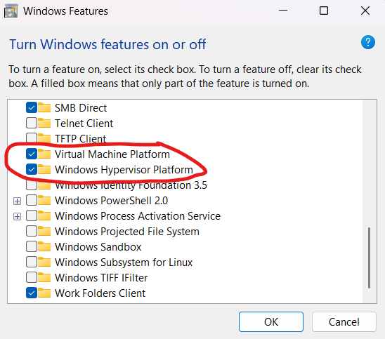 Turning on Windows virtualization support