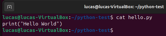 output of cat hello.py in terminal