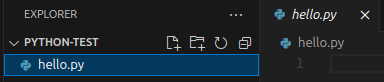 Viewing the new hello.py file in VSCode