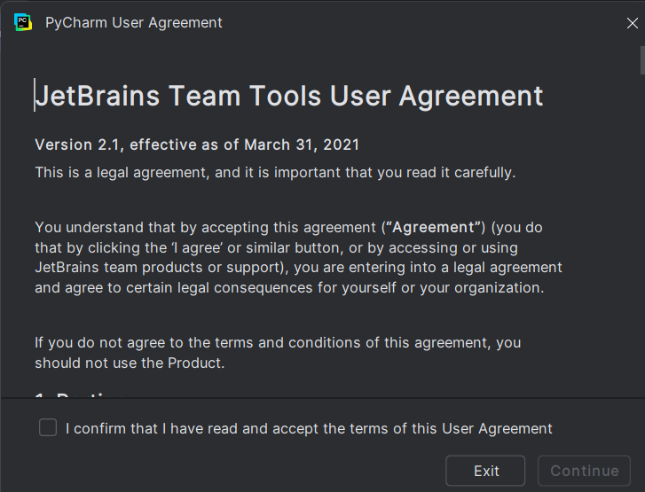 License agreement.