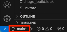 main branch showing active in the Visual Studio Code footer