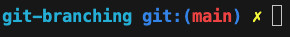 main branch showing active in the terminal