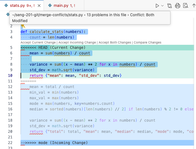 Merge conflicts in stats.py