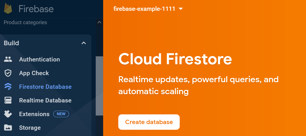 Firestore initialization screenshot