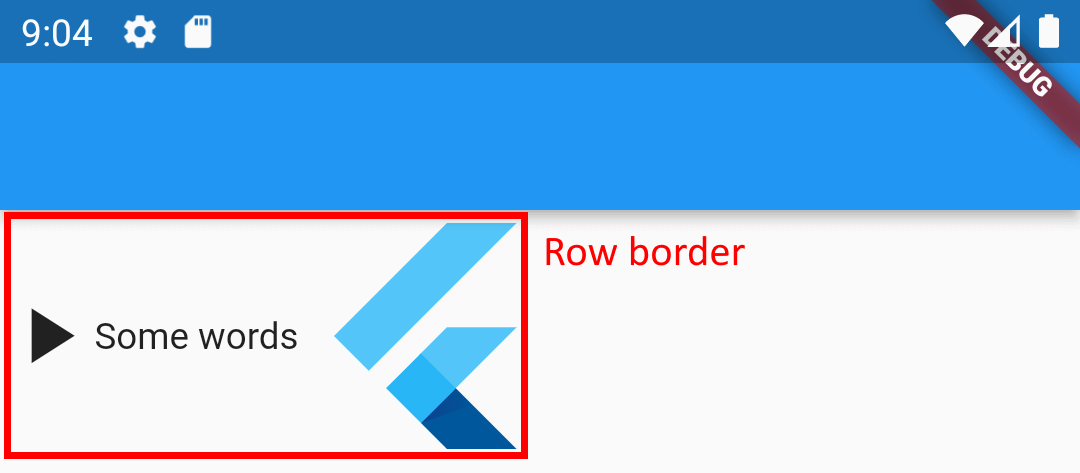Row with min size and space between widgets - result